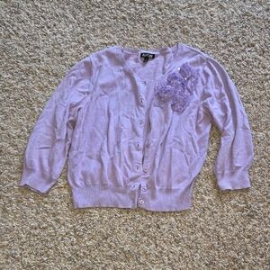 Apt. 9 Light Purple Floral Appliqué Cardigan